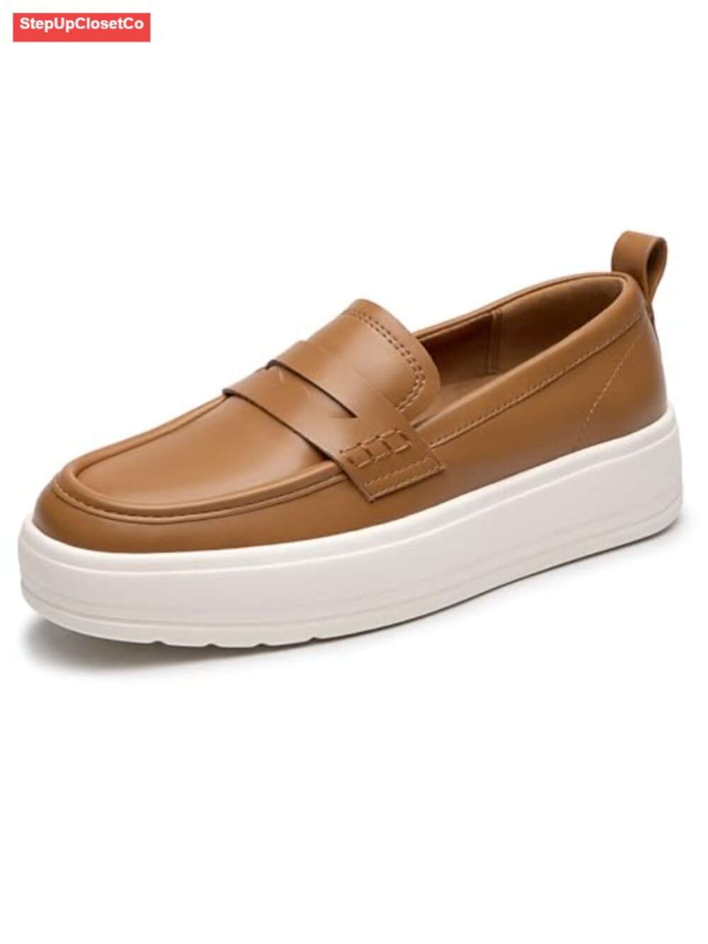 Platform Loafers Slip-On Round Toe Faux Leather Cushioned